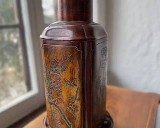 Pair of Hand-Carved Wood Table Lamps. Photo 2 of 2.