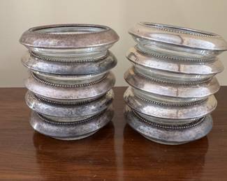 Sterling Silver & Cut Crystal Wine Coasters. Photo 1 of 2.