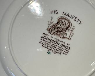 Johnson Bros "His Majesty," Turkey Platter and set of 12 Dinner Plates. Pristine Condition! Photo 2 of 2.