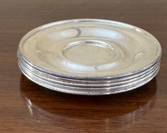 Set of 6 Sterling Silver Demi-Tasse Saucers. Photo 2 of 2.