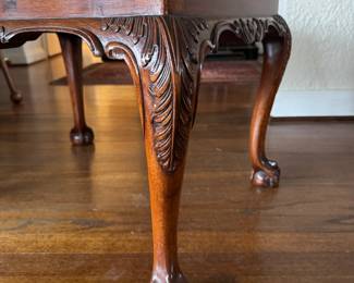 Chippendale-Style Upholstered Bench / Ottoman with Ball and Claw Feet. Measures 20" x 26" x 20" H. Photo 2 of 4.