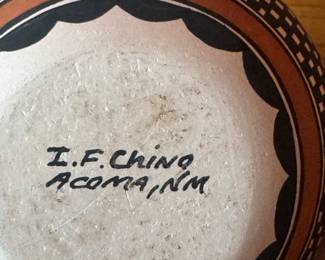 Bowl. Signed by Artist Ivan F. Chino (I.F. Chino) Acoma, New Mexico. Measures 4" H. Photo 2 of 2.