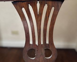 American Georgian Corner Chair with Carved Splat Backs, Scrolled Arms On Squared Legs. Measures 30" W x 25" D with 18" Seat Height. Photo 4 of 5.