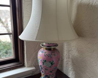 Famille Rose Chinoiserie Table Lamp -- Only One. Measures 32" H. Photo 1 of 3.