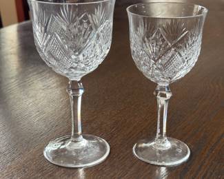 Pineapple Pattern Cut Crystal Red (Set of 12) & White Wine (Set of 11) Glasses.