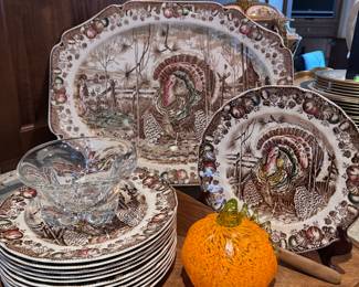 Johnson Bros "His Majesty," Turkey Platter and set of 12 Dinner Plates. Pristine Condition! Photo 1 of 2.