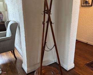 Hardwood Tripod Hall Tree. Measures 60" H x 25.5" W. Photo 1 of 5.