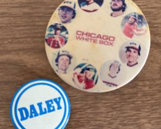 Vintage Chicago White Sox & Mayor Daley Pins.