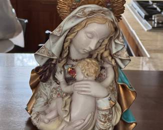 Mid-Century Italian Madonna & Child Sculpture by Eugenio Pattarino, 1960s. M 8. Signed by Artist. Photo 1 of 4.