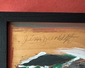 "Folk Art Car," Signed in Pencil by Jimmy Lee Sudduth. Measures 13" x 13". Photo 2 of 2.