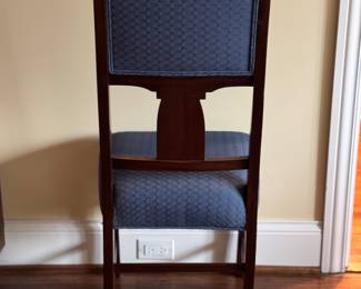 Set of 8 Antique Dining Chair Upholstered in Blue Fabric. Each Measures 17" W with 18" Seat Height. Photo 4 of 4.