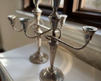 International Sterling Sterling Silver Three-Candle Candelabras. Photo 1 of 2.