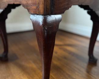 Antique English Corner Chair with Scrolled Arms On Tapered Legs with Pad Feet. Measures 30" W x 25" D with 18" Seat Height. Photo 4 of 5.