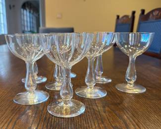 Set of 8 Fostoria Iridescent Scallop Shape Champagne Coupes.