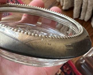 Sterling Silver & Cut Crystal Wine Coasters. Photo 2 of 2.