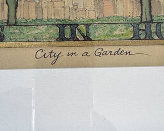 "City in a Garden," Lithograph, Artists Proof. Signed by Artist Robert Klunk. Photo 2 of 4.