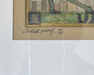 "City in a Garden," Lithograph, Artists Proof. Signed by Artist Robert Klunk. Photo 4 of 4.