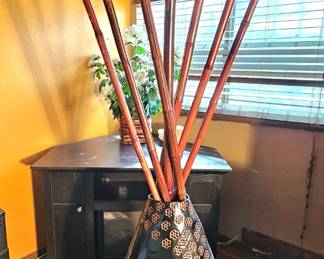 Large decorative bamboo vase.