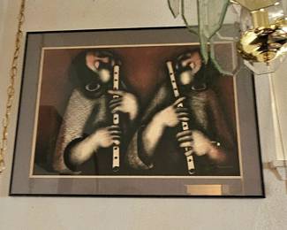 Flute Players Series (1) by So. African artist David Mbele.