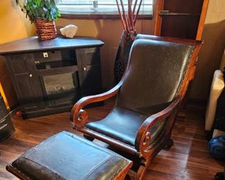 Leather chair/ottoman.