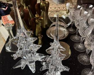Marcolin Art Crystal Christmas Trees Clear Glass Sweden Signed 