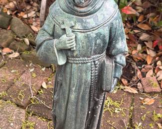 Antique weathered Saint Heavy Cement Garden Statue Patron Saint 24" 