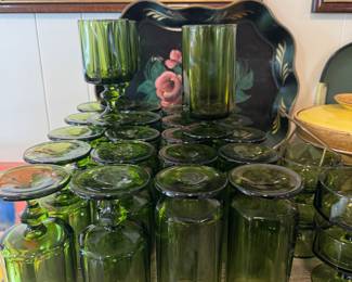 Nouveau Green Glassware by Colony