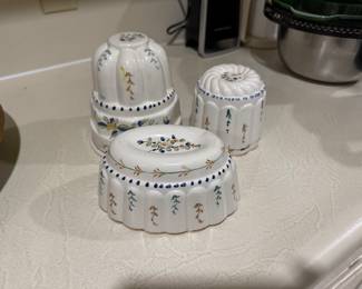 Three Ceramic Gelatin Mold Made in Portugal