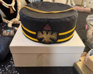 Vtg MASONIC 32nd Degree Double Eagle HAT Cap Freemasons Scottish Rite 