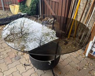 Cauldron Base Glass Top Outdoor Display Table