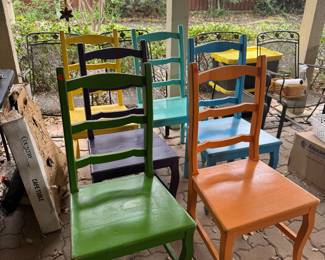 Colorful Wooden Dining Chairs (Six)