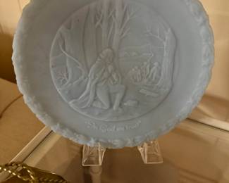 Fenton Blue Satin Commemorative Plate 1776-1976  "In God We Trust"