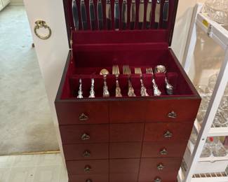 Stainless Steel Flatware with Standing Storage Chest