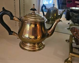 Silver Plate Tea Pot with Black Handle