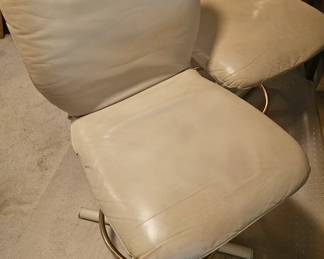 Pair of Leather Swivel Dining Chairs