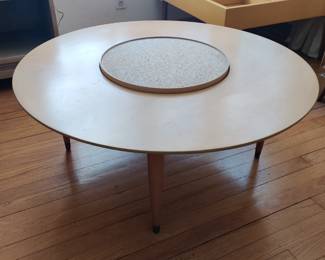 Amazing MCM coffee table, the center is a lazy susan...