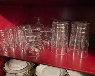 Etched glassware set