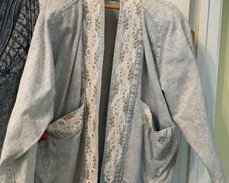 1980s Vintage Jean Jacket with lace detail