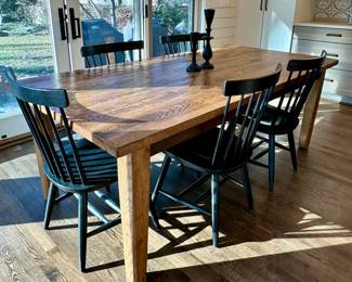 8 Cordona side chairs, black with rub through