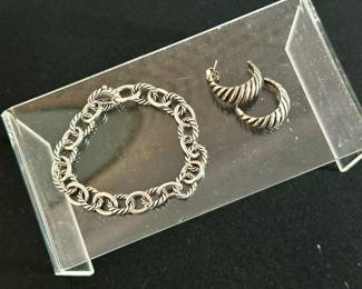 David Yurman sterling silver link bracelet (L)
