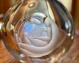 Kosta Boda heavy glass vase designed by Fritz Kallenberg