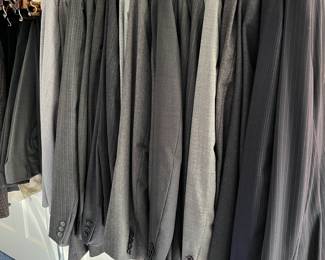 Large custom suit collection (Raleigh's, Saltz, Hickey Freeman)