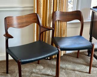 Niels Moller Dining Chairs,  (2) Moller #55 and (4) Moller #71.  Rosewood.  Danish control tags intact.