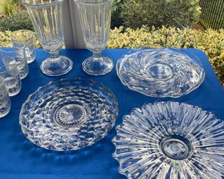 Large selection of crystal serving pieces and decorative pieces