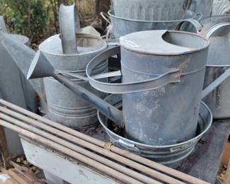 Vintage Galvanized Garden Watering Cans