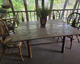 TW177Bamboo table and kings rattan chairs