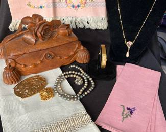 TW172VHand carved Vintage Wooden Box And More