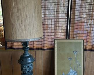 TW196Vintage Japanese Wall Art And Floor Lamp