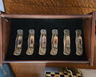 Franklin Mint Collector Knifes Wild West Set of 6 In Original Case
