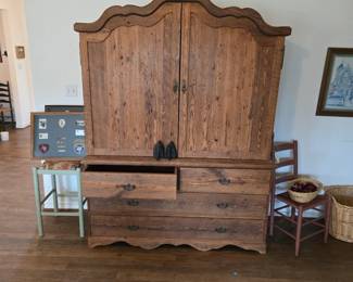 Handcrafted Walnut Linen Press - Displayed at the Doss Center